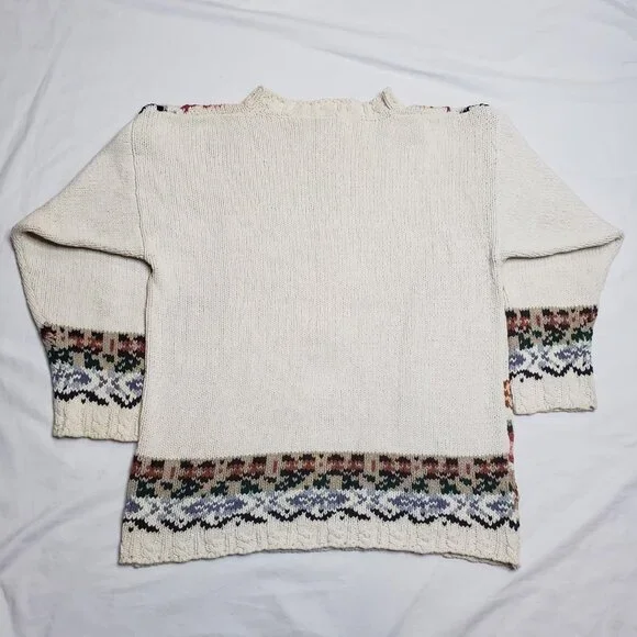 Vintage Embroidered Floral Knit Sweater Womens Size M Cottagecore Grannycore - Picture 3 of 7